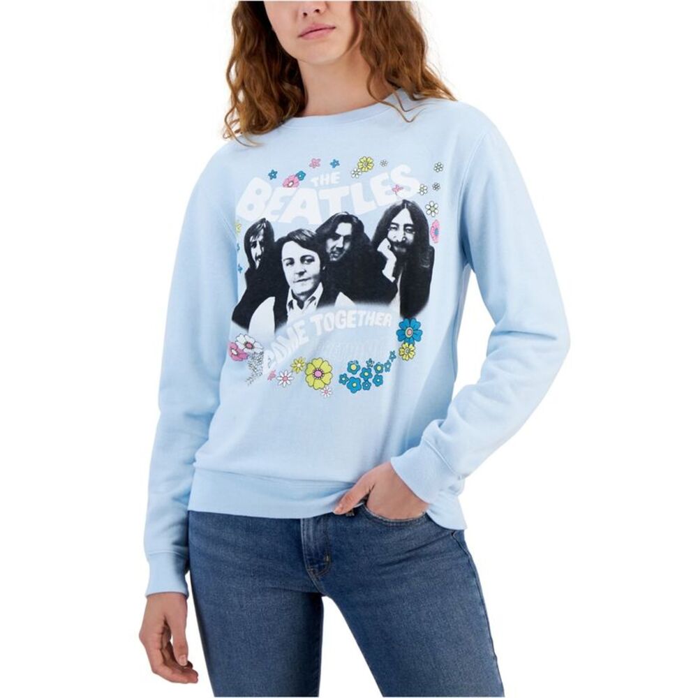 Love Tribe Womens Beatles Crewneck Sweatshirt, Blue, Juniors, M, DM